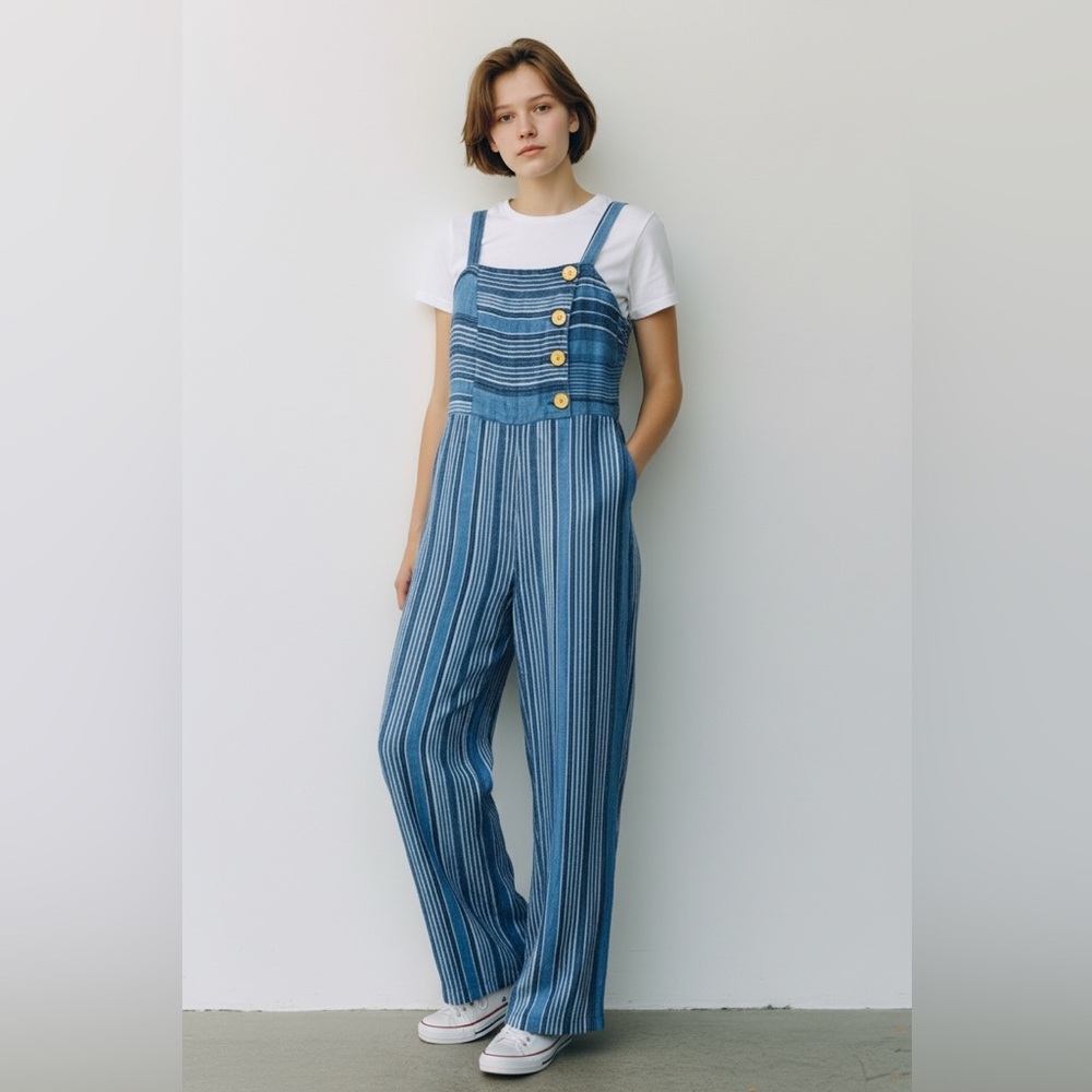 Indigo Rein Women’s Stripes Blue Jumpsuit.. Size S. SKU 075